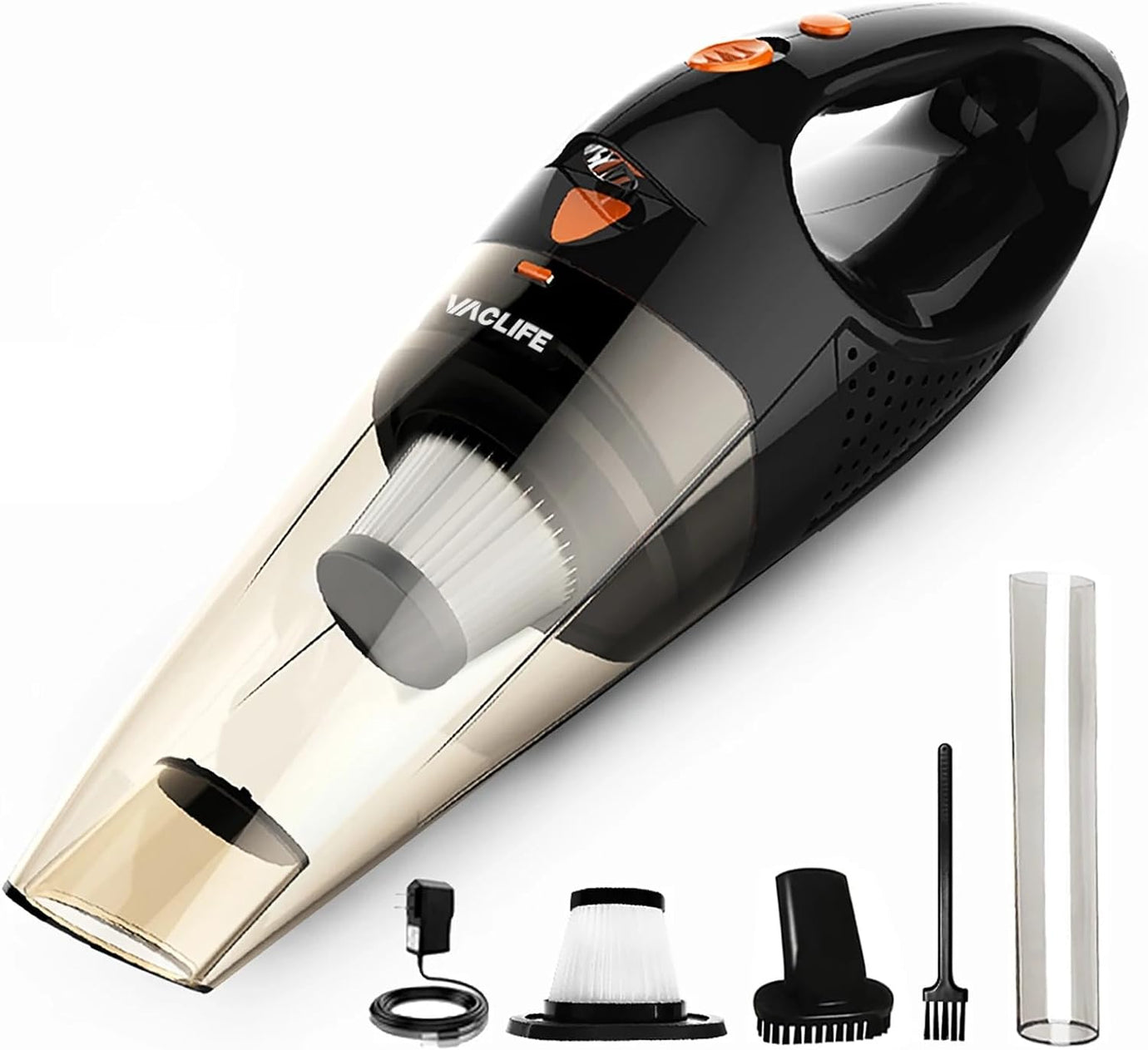 VacLife Handheld Vacuum, Car Vacuum Cleaner Cordless, Mini Portable Rechargeable Wireless Vacuum Cleaner with 2 Filters, Orange (VL189)