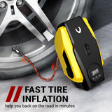 Tire Inflator Portable Air Compressor - Air Pump for Car Tires, 12V DC 100PSI Tire Pump for Bikes with LED Light, Digital Pressure Gauge, Car Accessories, Yellow, Medium-ASIN：B0D5DNJLB8